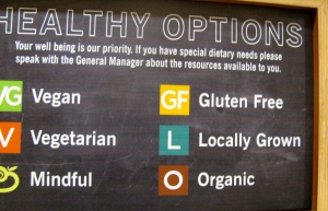 Look for these labels and enjoy a happy healthy lifesatyle here at Kent State Uiversity, Dining services"